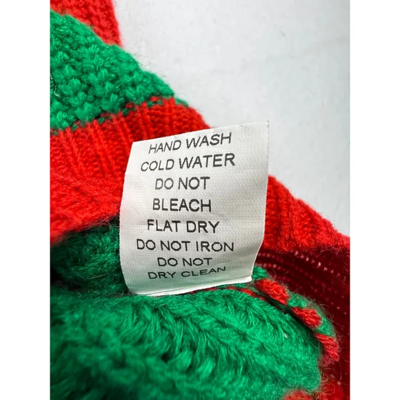 ANDTHEWHY Red Green Striped Chunky Knit Sweater M/L - Picture 5 of 6